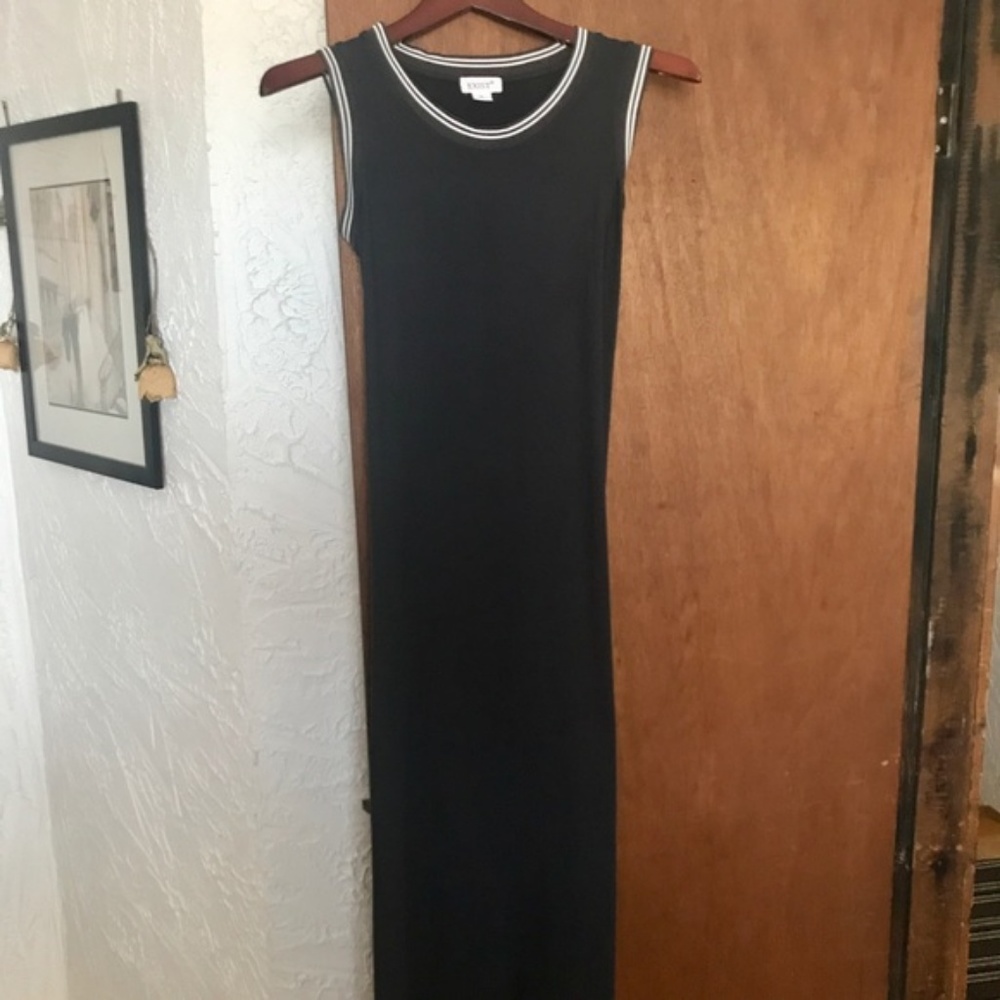 Charcoal grey Maxi with chic white stripe trim